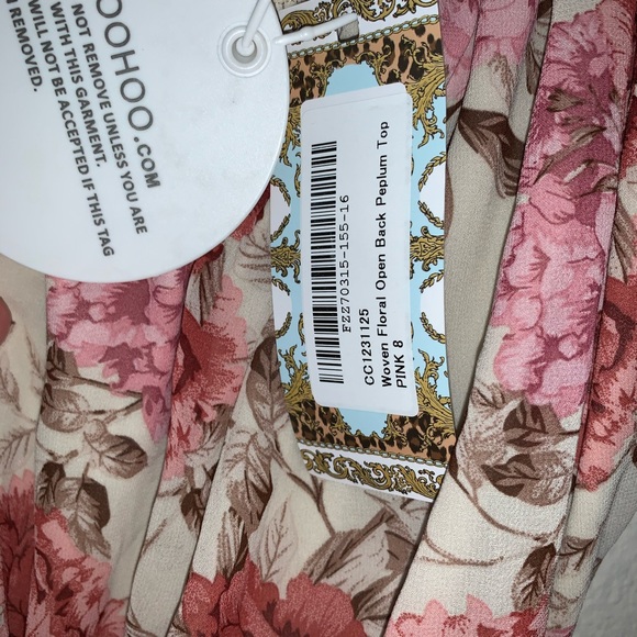 Boohoo Tops Woven Floral Open Back Peplum Top In Pink Poshmark